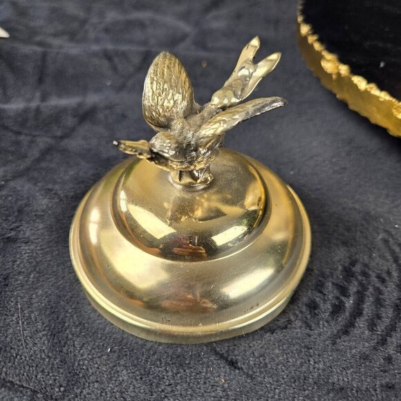 Hand Painted Porcelain Biscuit Barrel Silver Tone Lid With Bird Floral Motif VTG - Picture 10 of 16